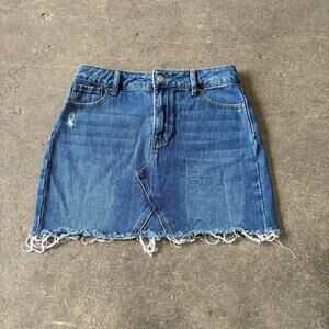 PacSun Denim Jean Mini Skirt Size 25 Blue Faded Summer Beach Waist 27"